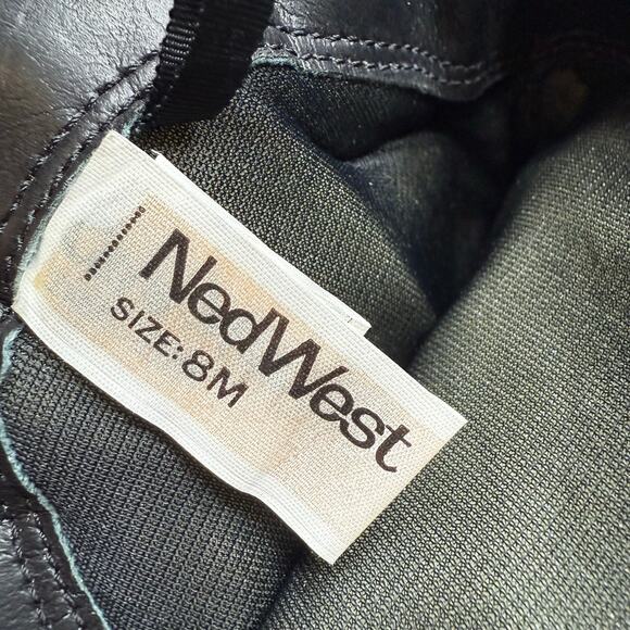 VINTAGE NEDWEST Women's Size 8 Slouchy Leather Heeled Cowgirl Boots Black Flames - Picture 8 of 14